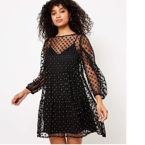 Loft Shimmer Dot Swing Dress